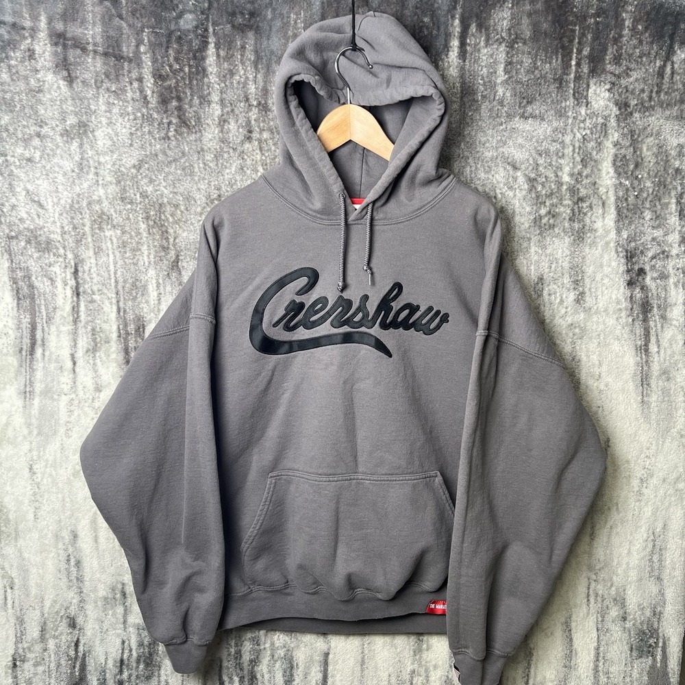 The Marathon Men's Crenshaw Spell Out Pullover Hoodie Sweatshirt Size 2XL Gray